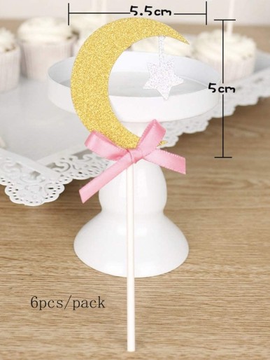 6pcs Ramadan Moon Cake Topper