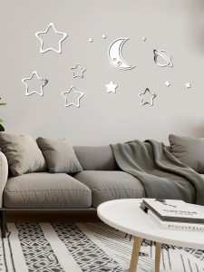 Star & Moon Pattern Mirror Surface Wall Sticker