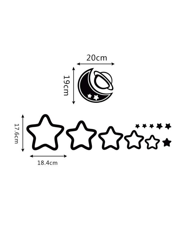 Star & Moon Pattern Mirror Surface Wall Sticker