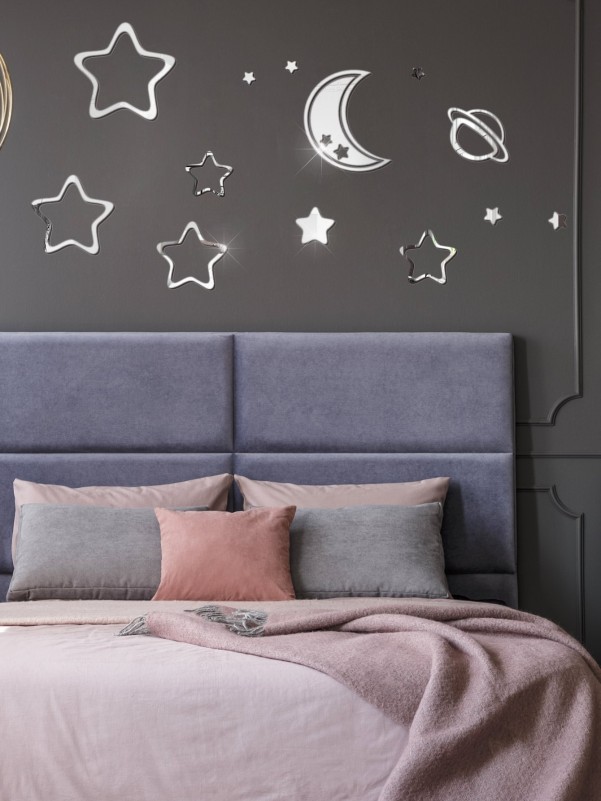 Star & Moon Pattern Mirror Surface Wall Sticker