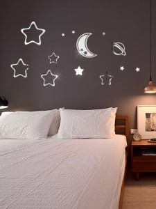 Star & Moon Pattern Mirror Surface Wall Sticker