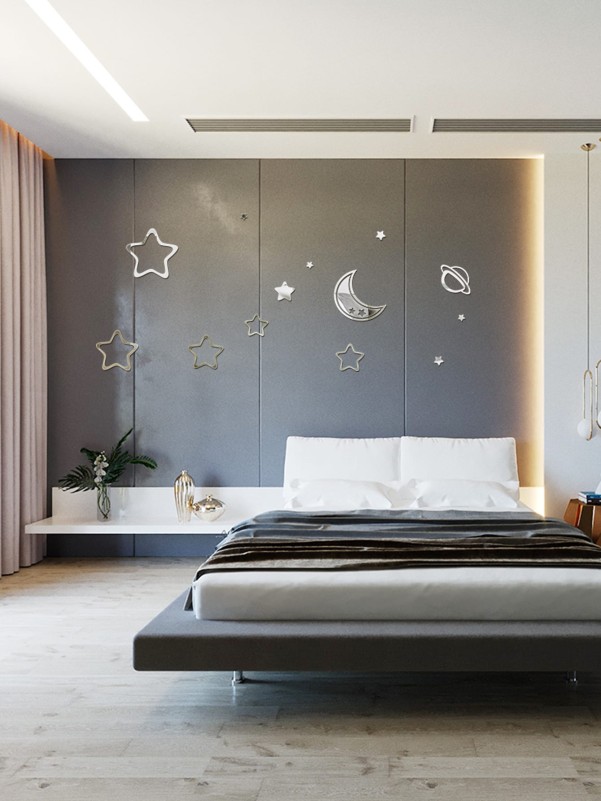 Star & Moon Pattern Mirror Surface Wall Sticker