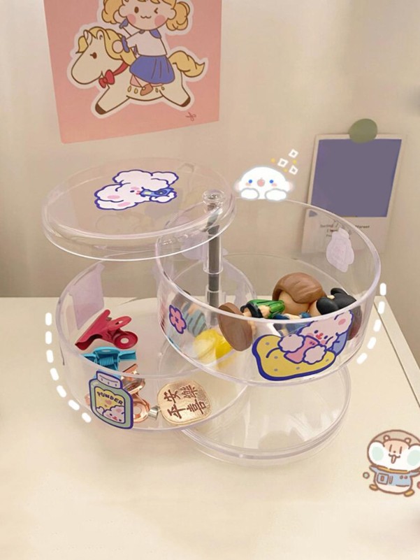 1pc Clear Rotating Storage Box