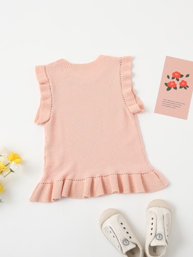 Toddler Girls Ruffle Hem Sweater Vest