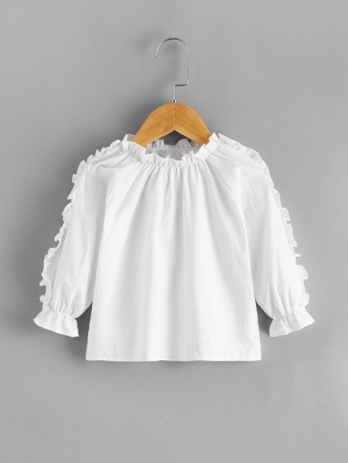 Baby Girl Solid Ruffle Trim Blouse