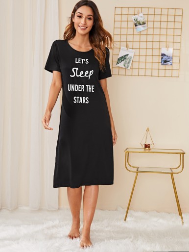 Slogan Graphic Night Dress