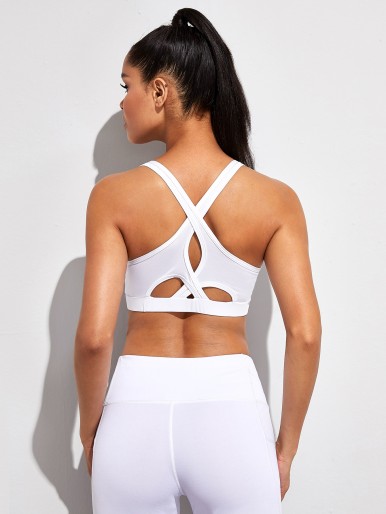 Light Support Cut Out Criss Cross Back Sports Bra