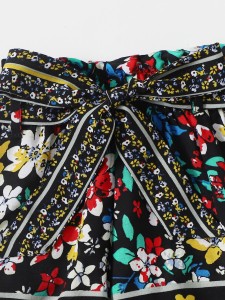 Girls Paperbag Waist Belted Floral Shorts