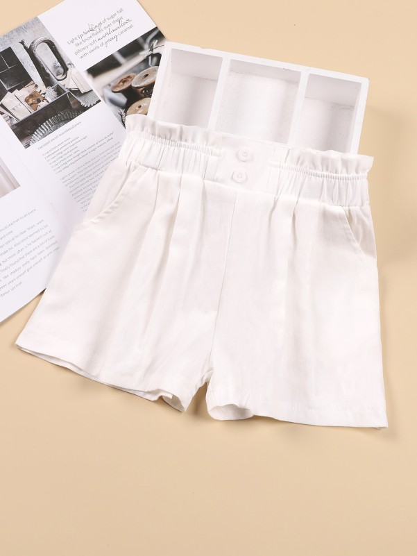 Girls Paper Bag Waist Wide Leg Shorts