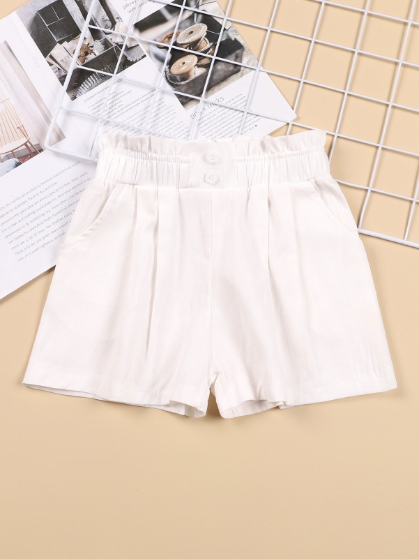 Girls Paper Bag Waist Wide Leg Shorts