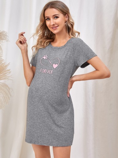 Maternity Letter Graphic Night Dress