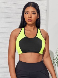 Plus Color Block High Support Sports Bra