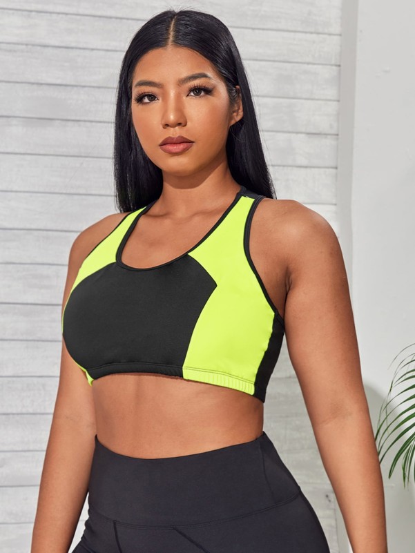 Plus Color Block High Support Sports Bra