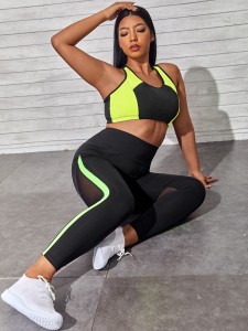 Plus Color Block High Support Sports Bra