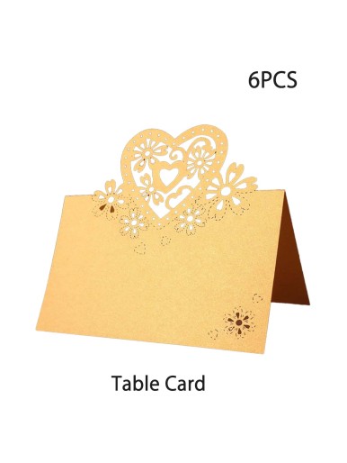 6 قطعة بطاقة طاولة حفلات مجوفة على شكل قلب