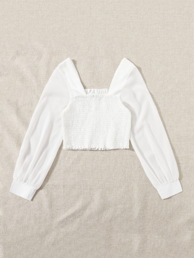 Frill Hem Shirred Top