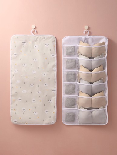 1pc Sheep Print Underwear Hanging Storage Bag