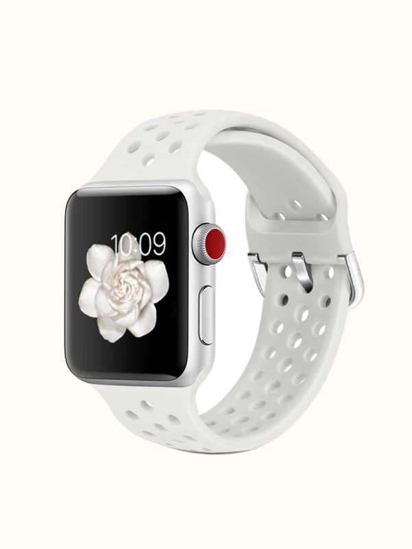 1pc Solid Silicone Watchband Compatible With Apple Watch