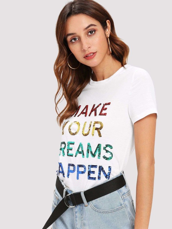 Sequin Letter T-shirt