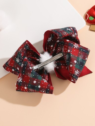 Christmas Bow Decor Hair Clip