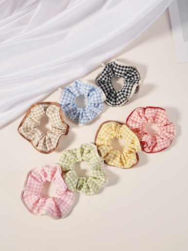 7pcs Plaid Scrunchies