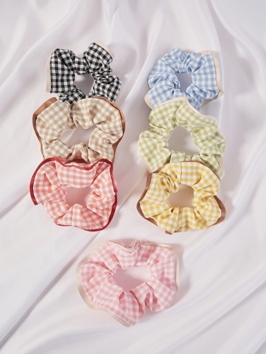 7pcs Plaid Scrunchies