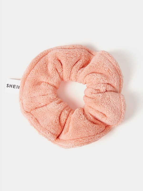 BASIC LIVING Microfiber Workout Hair Drying Towel Scrunchie Coral Fleece-Peach Blush