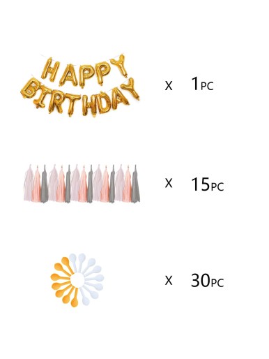 46pcs Birthday Balloon & Tassel Set