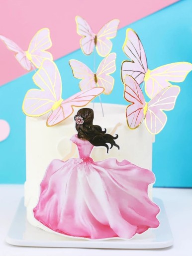 7pcs Butterfly & Girl Cake Topper