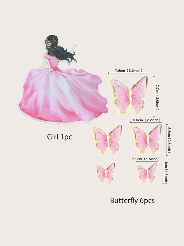 7pcs Butterfly & Girl Cake Topper