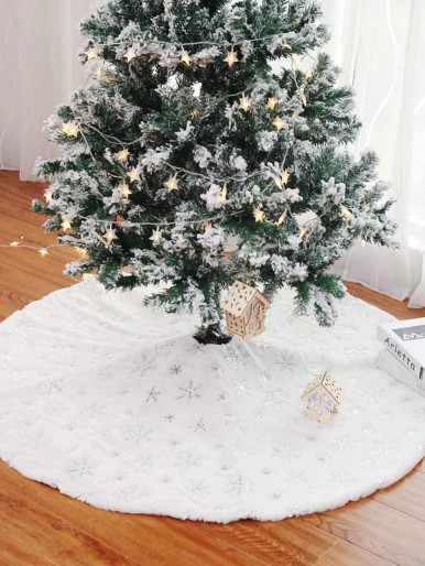 1pc Snowflake Print Christmas Tree Skirt