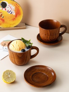 2pcs Wooden Tea Cup & Saucer Set