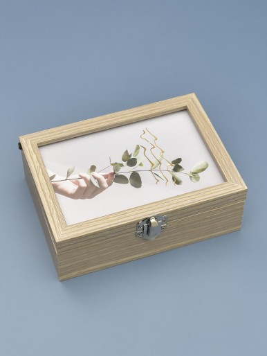 1pc Wooden Pattern Jewelry Storage Box