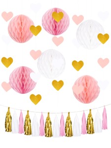 22pcs Decorative Paper Flower & Tissue Tassel Garland