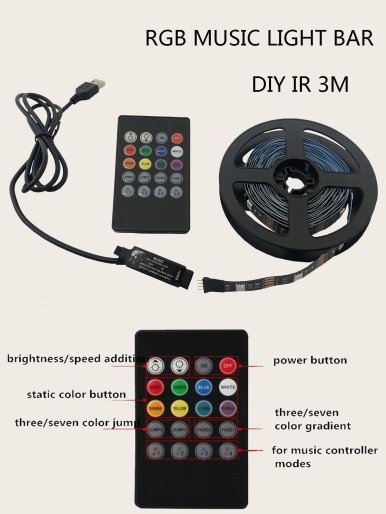 1pc 20 Key 3M Multicolored Strip Light With Remote Control