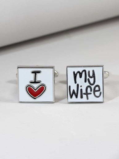 Men Letter Engraved Cufflinks