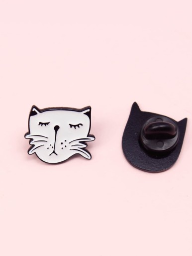 2pcs Kids Cartoon Cat Pattern Brooch