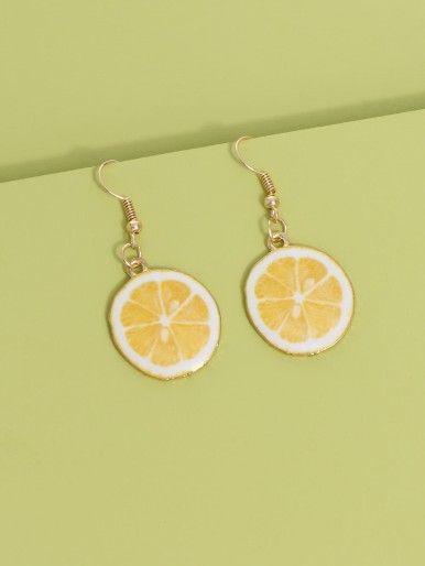 Girls Lemon Charm Drop Earrings