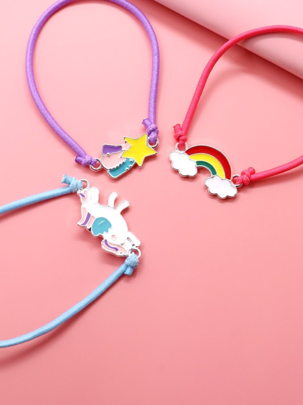 3pcs Toddler Girls Rainbow Decor Bracelet