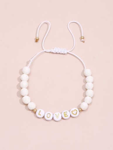 Toddler Girls Letter Bead Decor Anklet