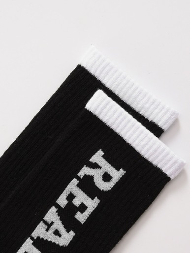 Men Letter Pattern Socks 1pair