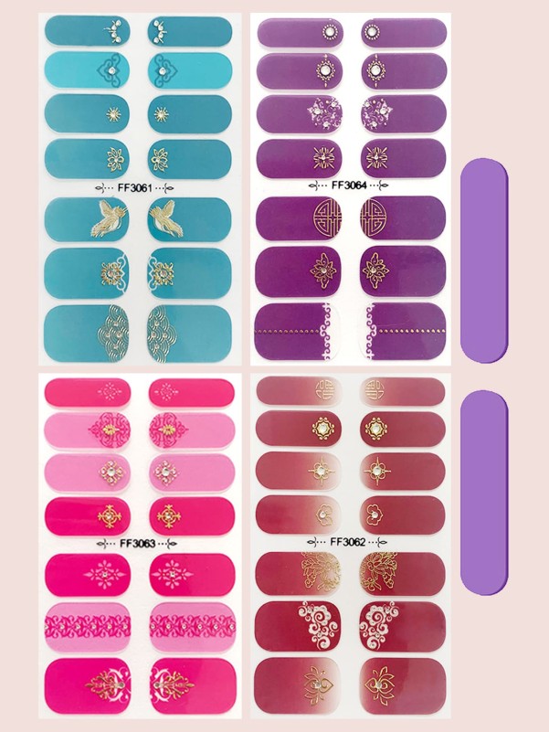 56pcs Ombre Nail Art Sticker & 2pcs Nail File