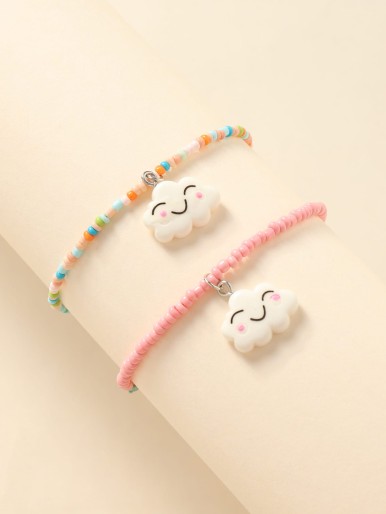 2pcs Girls Cloud Charm Anklet