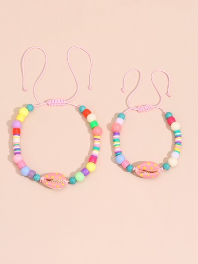 2pcs Parent-child Shell Decor Anklet