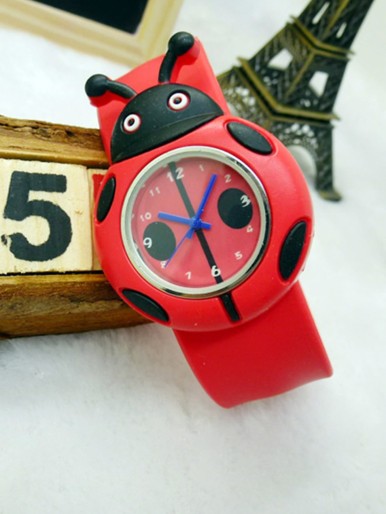 Kids Ladybug Design Slap Strap Quartz Watch