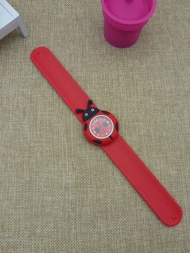 Kids Ladybug Design Slap Strap Quartz Watch