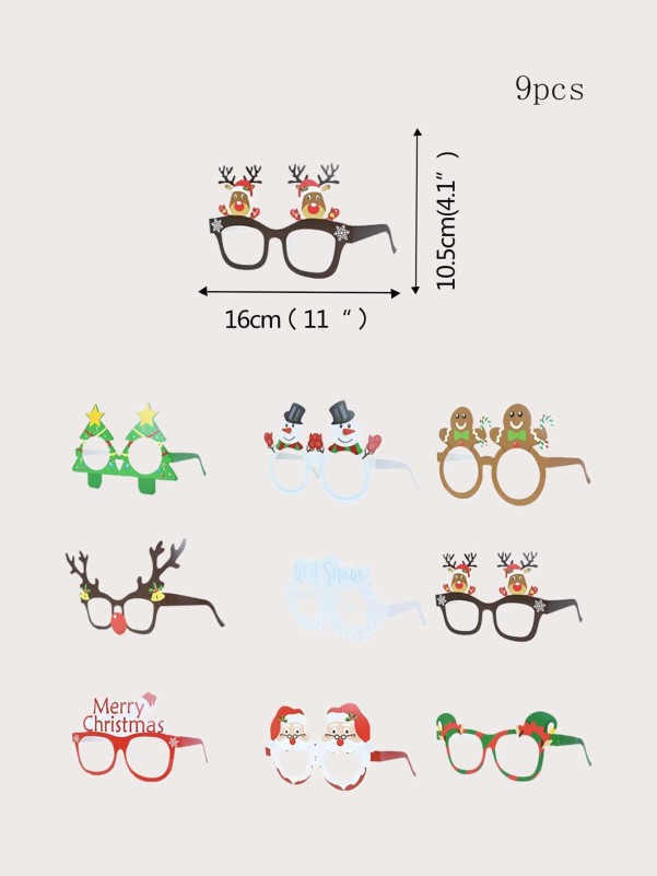 9 قطعة نظارات زينة لعيد الميلاد