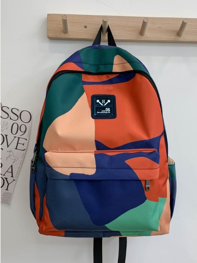 Colorblock Letter Patch Classic Backpack