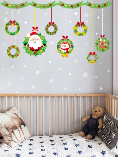 1pc Christmas Cartoon Graphic Wall Sticker