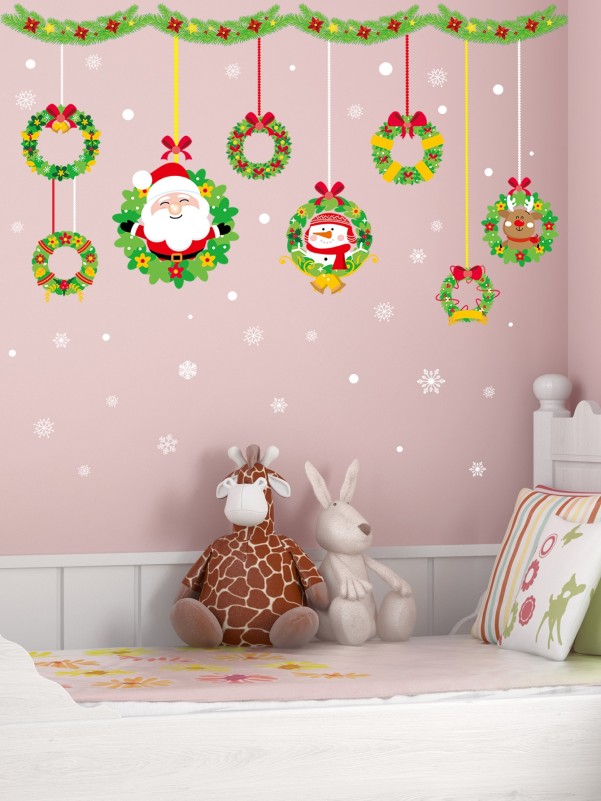 1pc Christmas Cartoon Graphic Wall Sticker